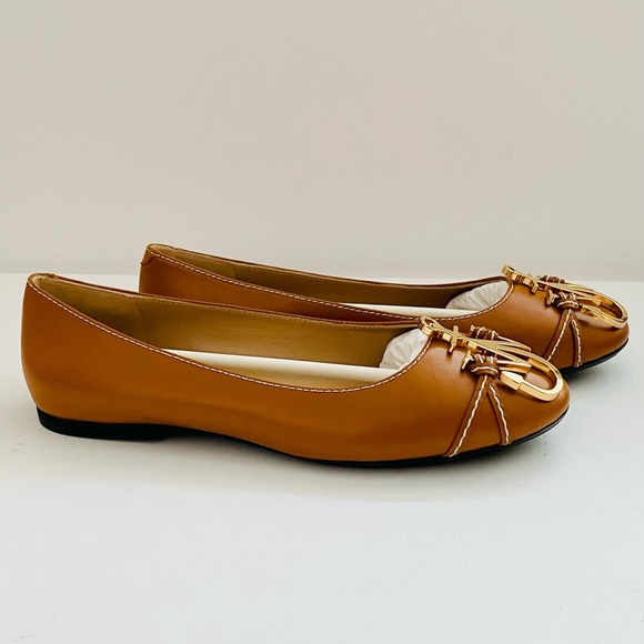 NWT: JW ANDERSON | Gold Medallion Logo Pecan Tan Chocolate Ballerina Flat - Picture 2 of 10